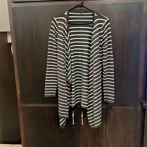 Staccato Green Cream Striped Cardigan Sweater S/M